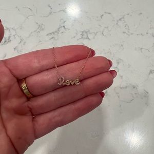sydney evan rose gold “love” necklace. Pave diamonds. 16inch chain.
